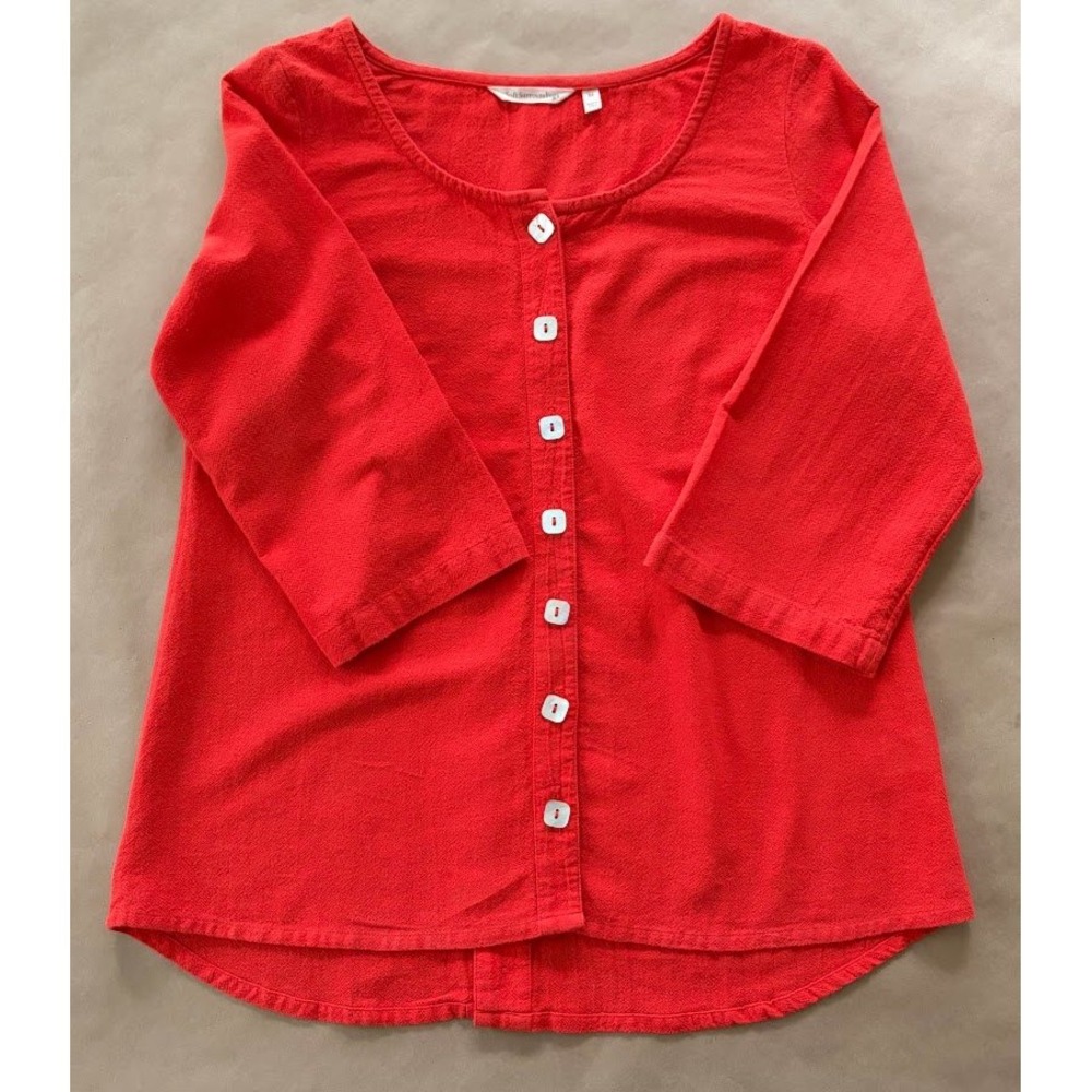 Soft‎ Surroundings Cotton Button Front Top XS Lagenlook Coastal Grandma Natural